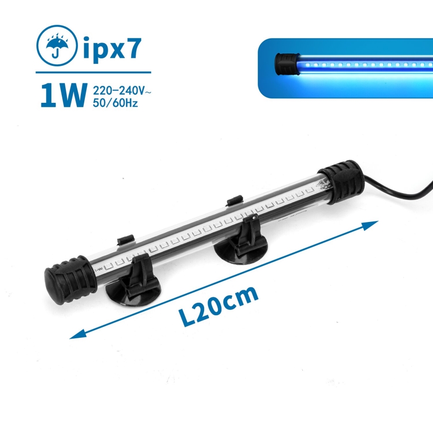Nobleza - LED Akvariebelysning LED/1W/230V IPX7 20 cm