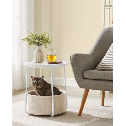 NOIRA sidebord, hvid/lysebrun