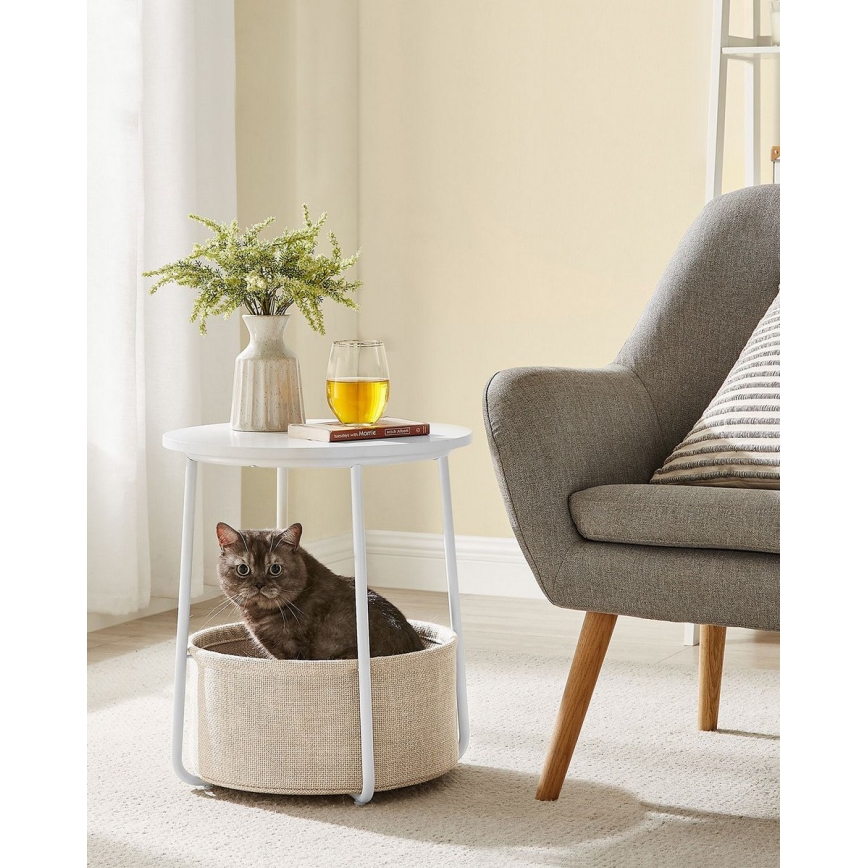 NOIRA sidebord, hvid/lysebrun