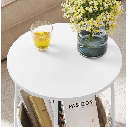 NOIRA sidebord, hvid/lysebrun