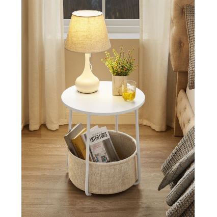NOIRA sidebord, hvid/lysebrun