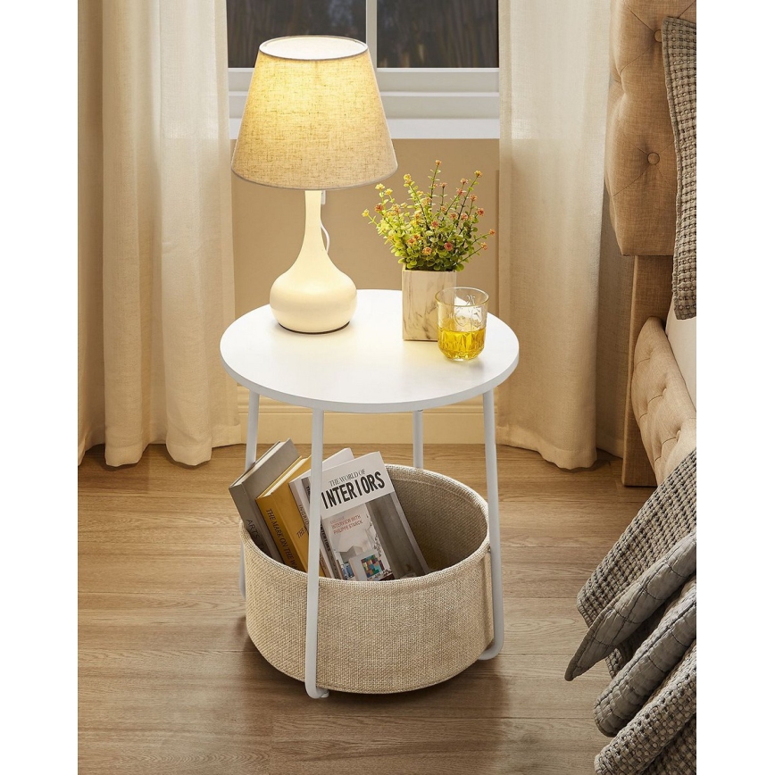 NOIRA sidebord, hvid/lysebrun