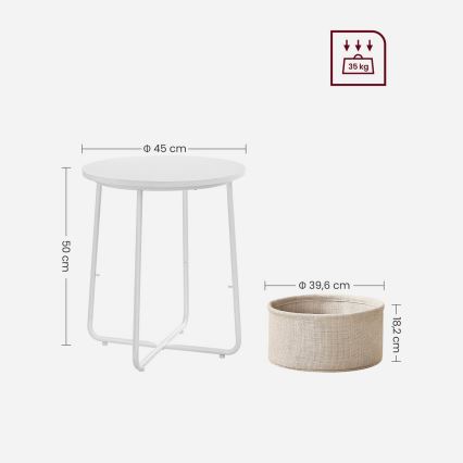NOIRA sidebord, hvid/lysebrun