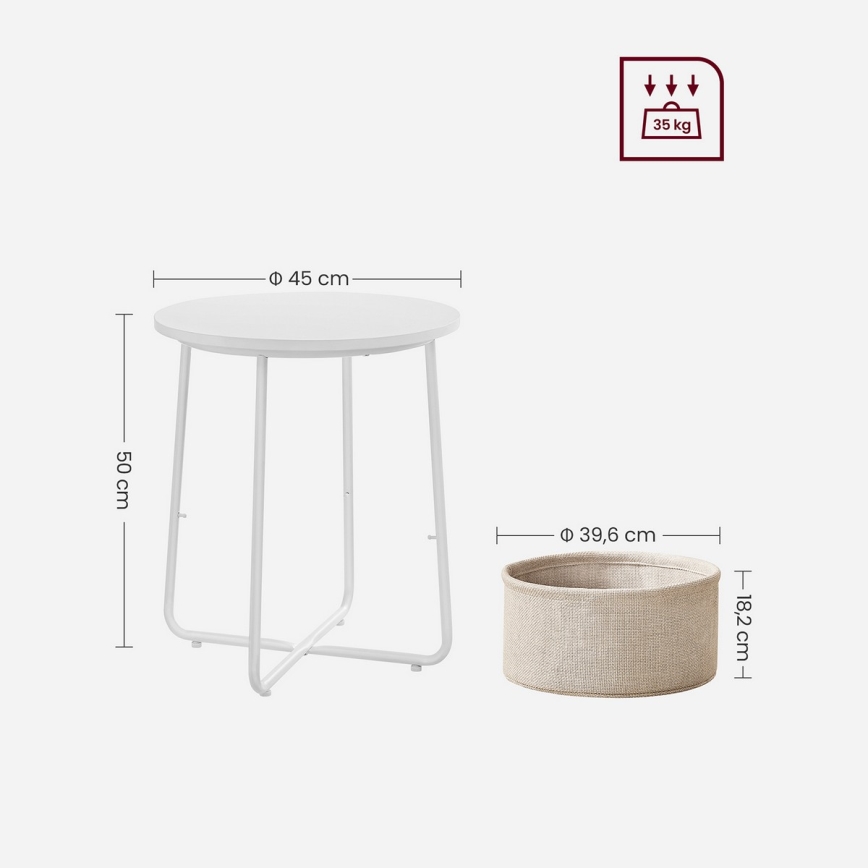 NOIRA sidebord, hvid/lysebrun