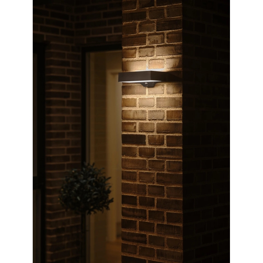 Nordlux - LED solcelle væglampe med sensor MONAY LED/5W/5V 3000K IP44 2000 mAh sort