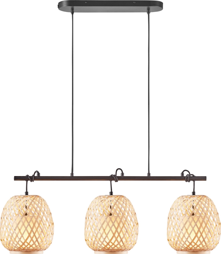 Nordlux - Pendel HISOKA 3xE27/40W/230V sort/bambus