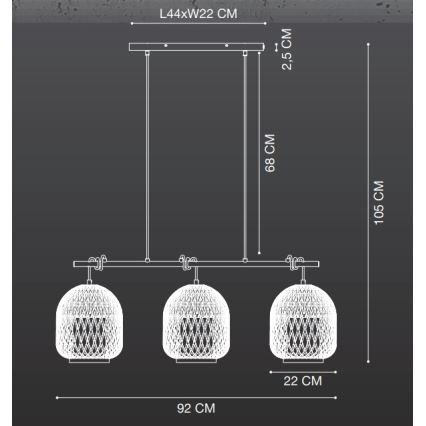 Nordlux - Pendel HISOKA 3xE27/40W/230V sort/bambus