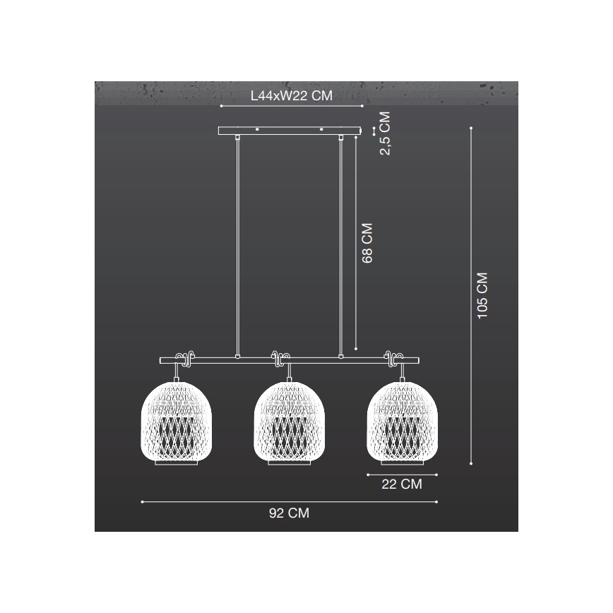 Nordlux - Pendel HISOKA 3xE27/40W/230V sort/bambus