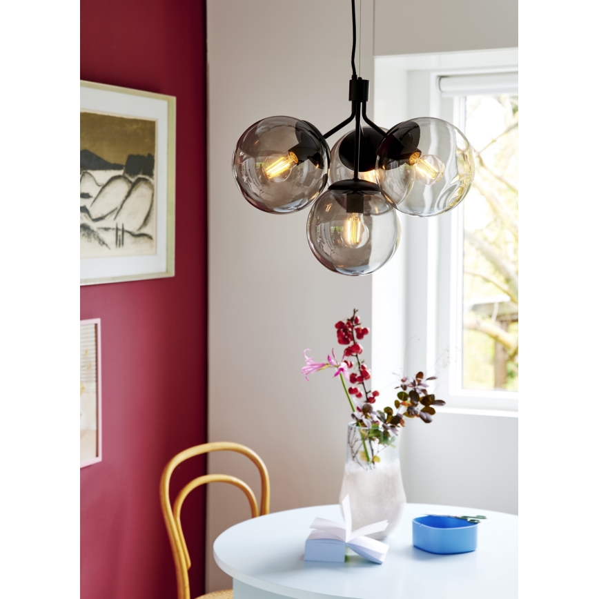 Nordlux - Pendel IVONA 4xE27/28W/230V sort