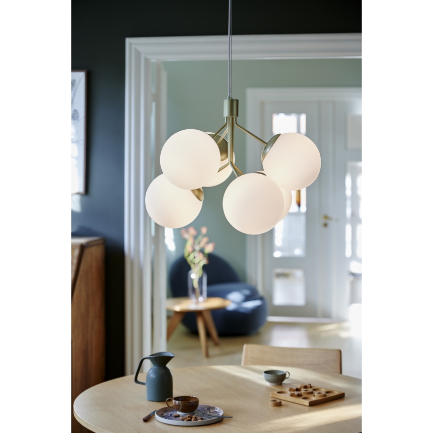 Nordlux - Pendel IVONA 6xE27/28W/230V guldfarvet