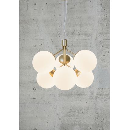 Nordlux - Pendel IVONA 6xE27/28W/230V guldfarvet
