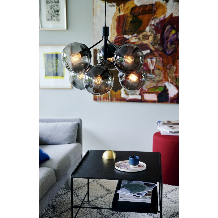 Nordlux - Pendel IVONA 6xE27/28W/230V sort