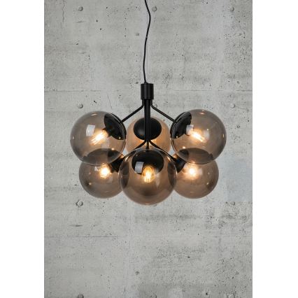 Nordlux - Pendel IVONA 6xE27/28W/230V sort