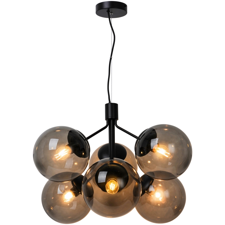 Nordlux - Pendel IVONA 6xE27/28W/230V sort