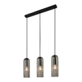 Nordlux - Pendel på kabel MIELLA 3xE27/25W/230V sort/røget