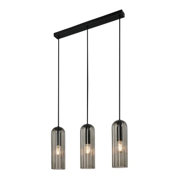 Nordlux - Pendel på kabel MIELLA 3xE27/25W/230V sort/røget