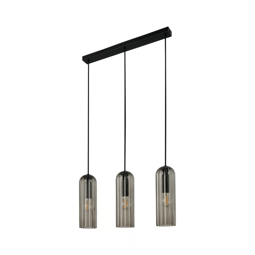 Nordlux - Pendel på kabel MIELLA 3xE27/25W/230V sort/røget