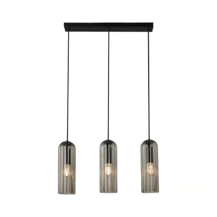 Nordlux - Pendel på kabel MIELLA 3xE27/25W/230V sort/røget