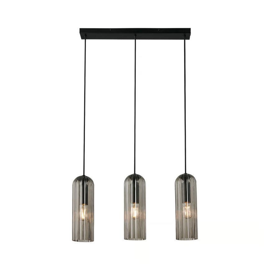 Nordlux - Pendel på kabel MIELLA 3xE27/25W/230V sort/røget