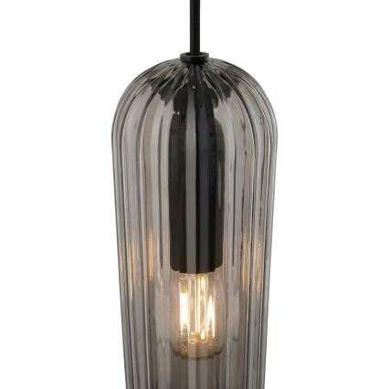 Nordlux - Pendel på kabel MIELLA 3xE27/25W/230V sort/røget
