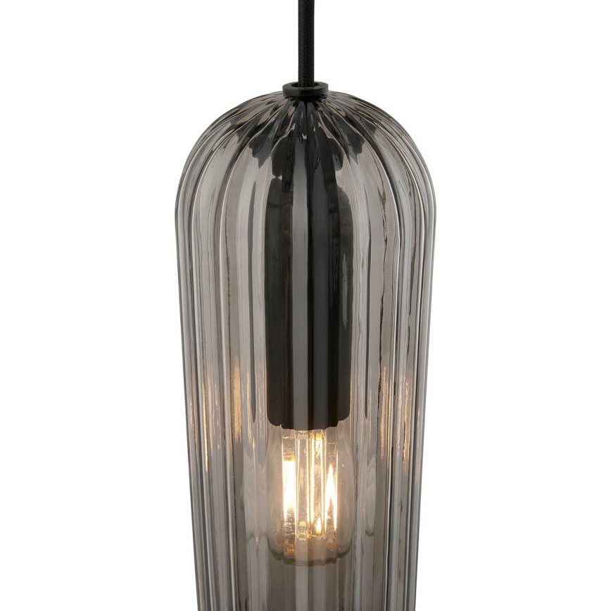 Nordlux - Pendel på kabel MIELLA 3xE27/25W/230V sort/røget
