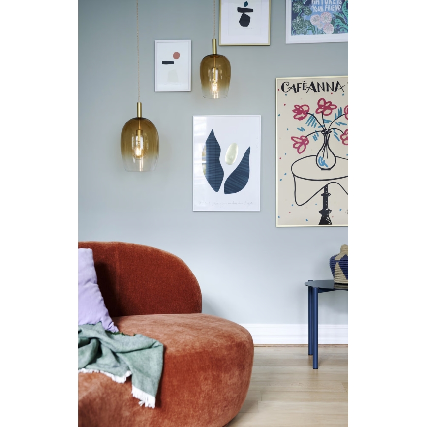 Nordlux - Pendel på kabel UMA 1xE27/40W/230V Ø 18 cm brun/røgfarvet