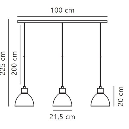 Nordlux - Pendel POP 3xE27/40W/230V sort/guldfarvet