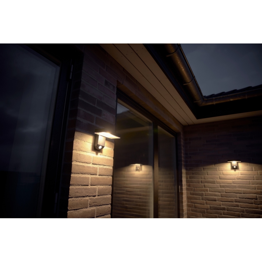 Nordlux - Soldrevet LED væglampe med sensor RICA LED/5W/3,7V IP44 2200 mAh kantet
