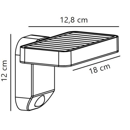 Nordlux - Soldrevet LED væglampe med sensor RICA LED/5W/3,7V IP44 2200 mAh kantet