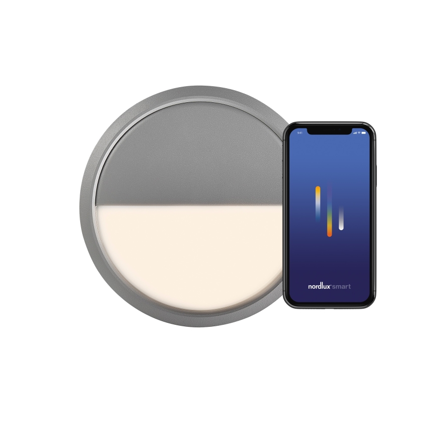 Nordlux - Udendørs LED væglampe dæmpbar AVA SMART LED/9,5W/230V 2700K IP54 grå