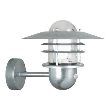 Nordlux - Udendørs væglampe AGGER med sensor 1xE27/60W/230V IP54 sølvfarvet