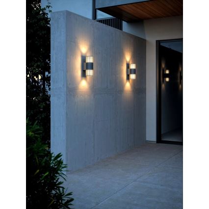 Nordlux - Udendørs væglampe ALUDRA 2xE27/15W/230V IP54 antracit