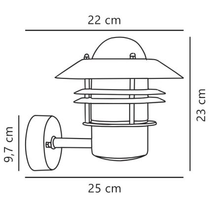 Nordlux - Udendørs væglampe BLOKHUS 1xE27/60W/230V IP54 kobber