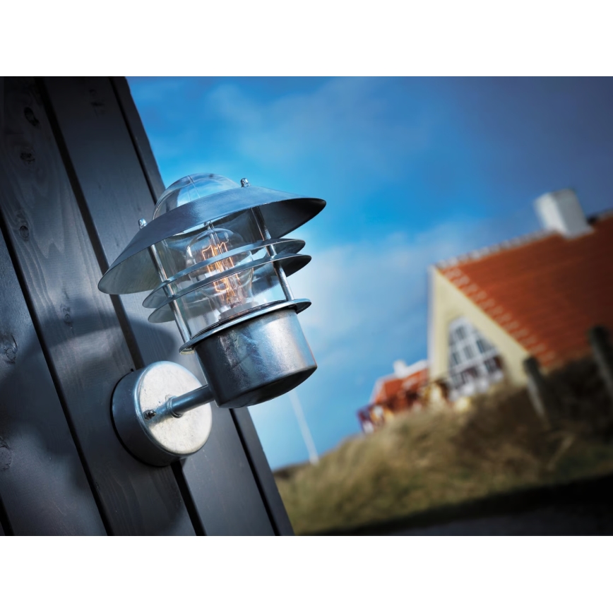 Nordlux - Udendørs væglampe BLOKHUS 1xE27/60W/230V IP54 sølvfarvet
