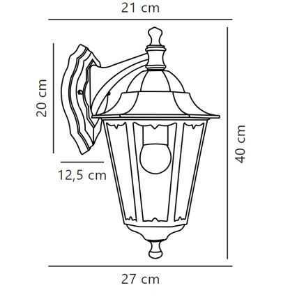 Nordlux - Udendørs væglampe CARDIFF 1xE27/60W/230V IP44