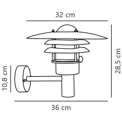 Nordlux - Udendørs væglampe LONSTRUP 1xE27/60W/230V IP44 sølvfarvet