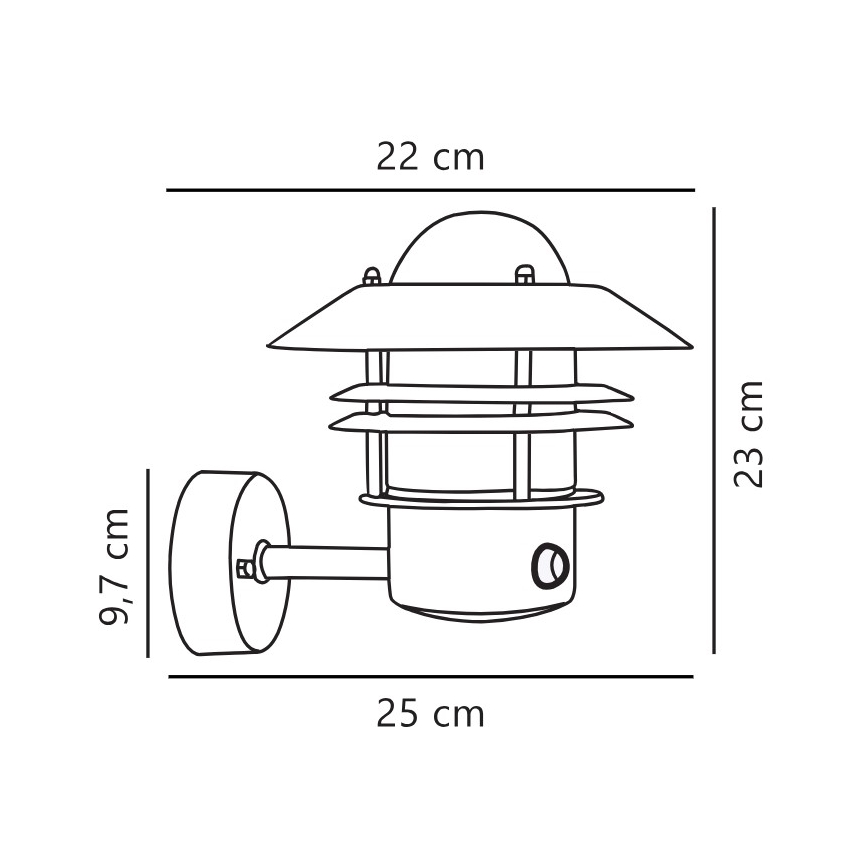 Nordlux - Udendørs væglampe med sensor BLOKHUS 1xE27/60W/230V IP54