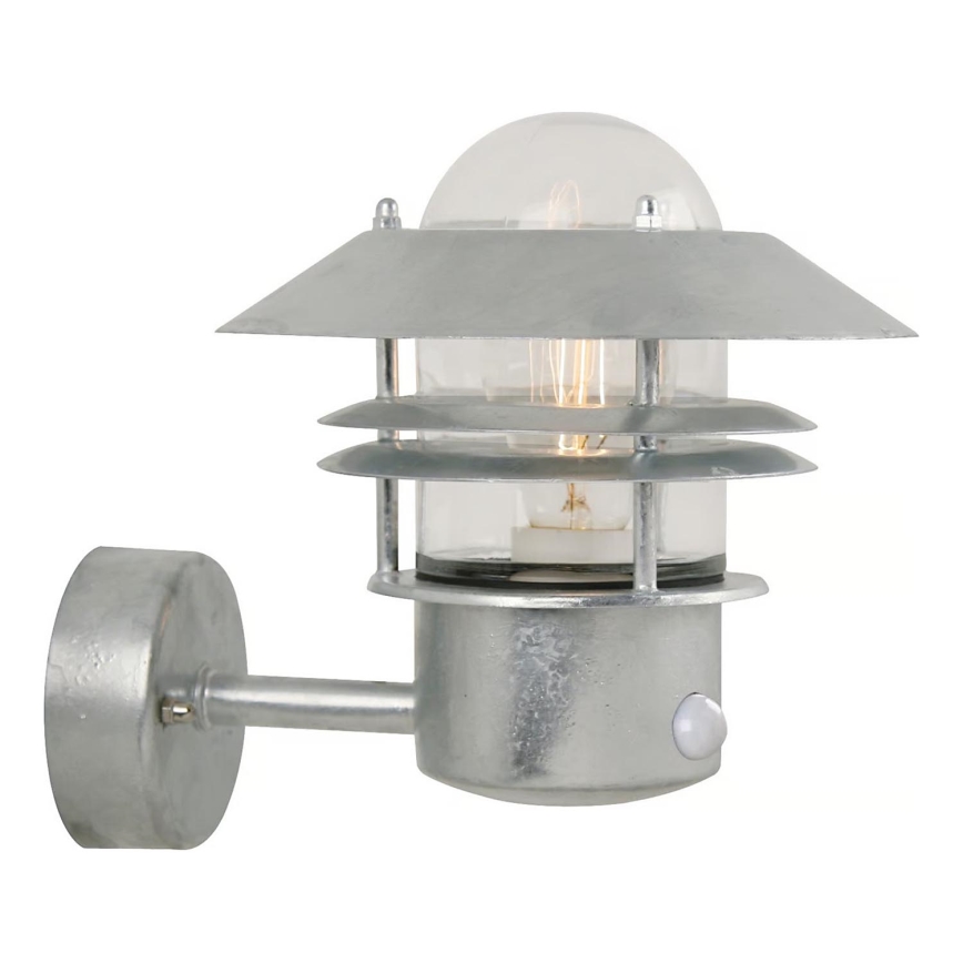 Nordlux - Udendørs væglampe med sensor BLOKHUS 1xE27/60W/230V IP54