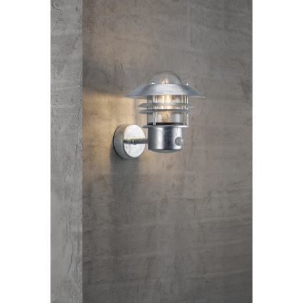 Nordlux - Udendørs væglampe med sensor BLOKHUS 1xE27/60W/230V IP54