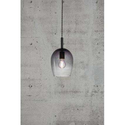 Nordlux - UMA pendel med ledning 1xE27/40W/230V Ø18 cm sort/røgfarvet