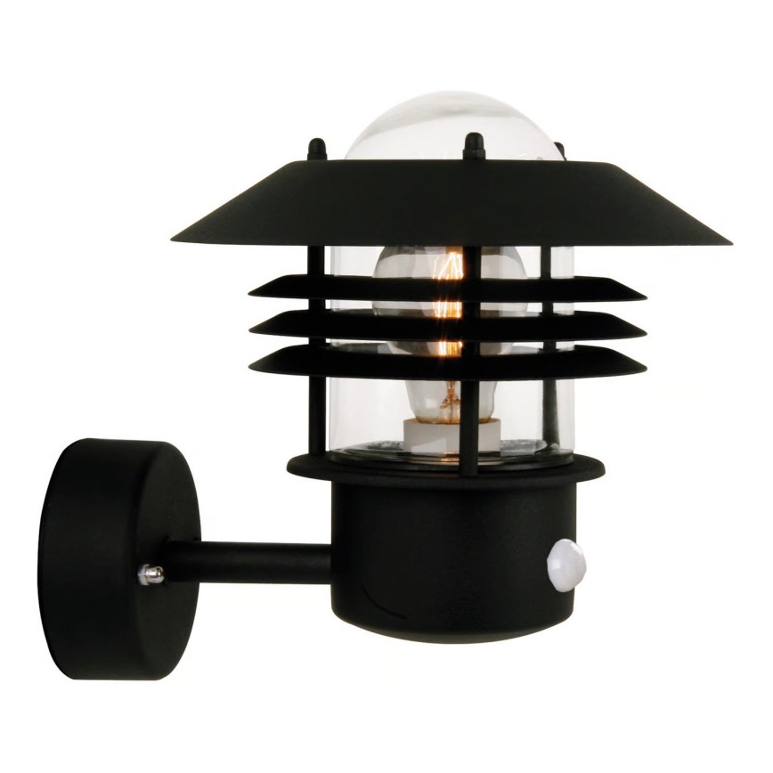 Nordlux - VEJERS udendørs væglampe med sensor, 1xE27/60W/230V, IP54, sort