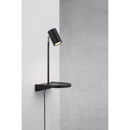 Nordlux - Væglampe med hylde CODY 1xGU10/15W/230V sort