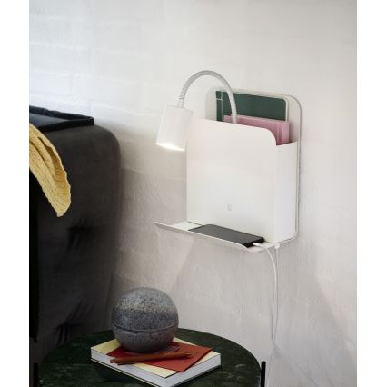 Nordlux - Vægspot med en hylde og USB ROOMI 1xGU10/8W/230V hvid