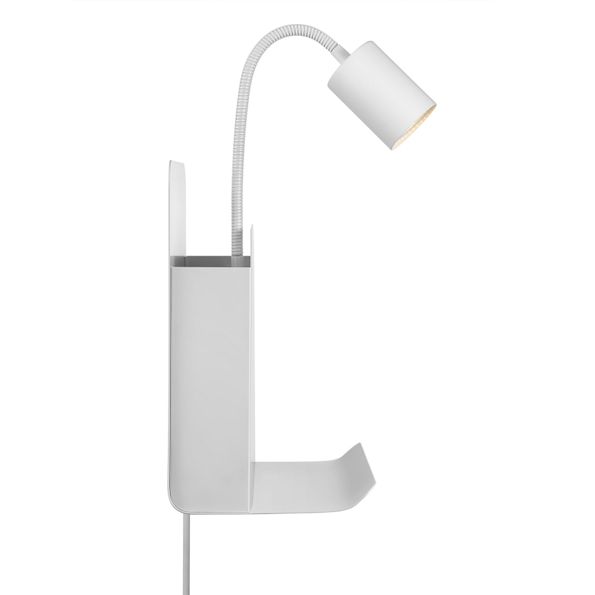 Nordlux - Vægspot med en hylde og USB ROOMI 1xGU10/8W/230V hvid