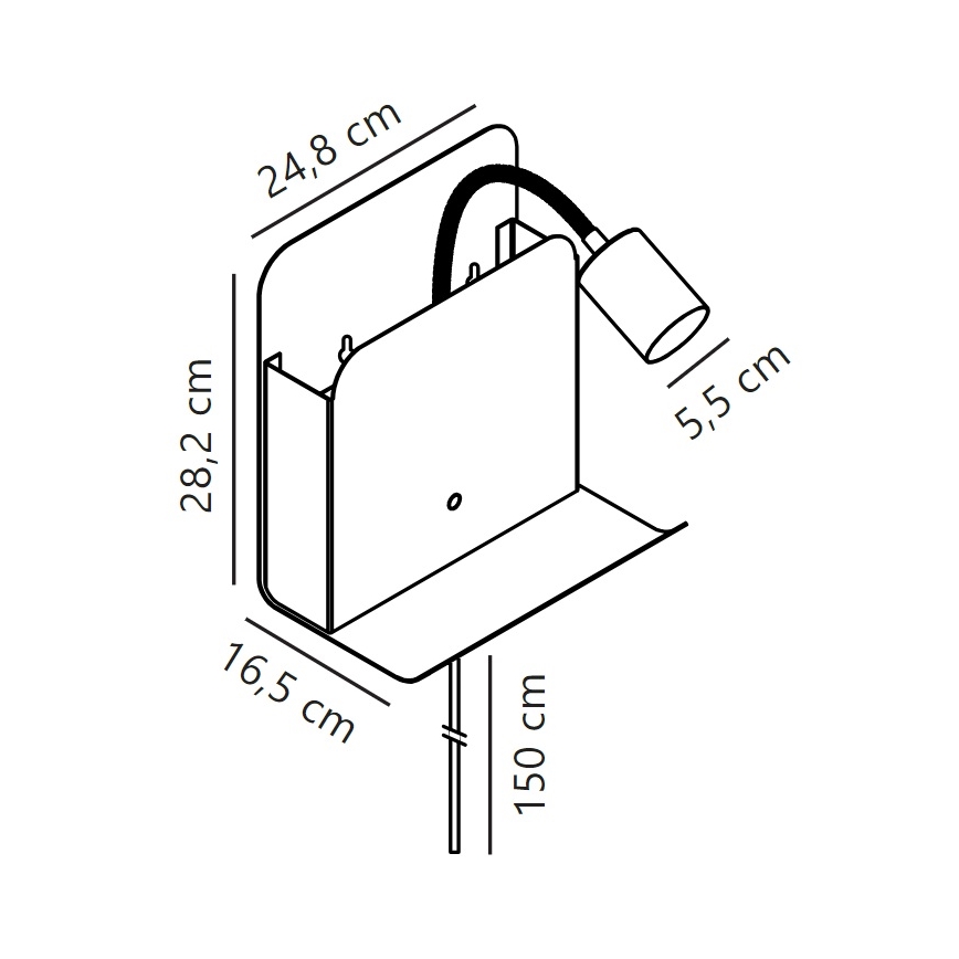 Nordlux - Vægspot med en hylde og USB ROOMI 1xGU10/8W/230V hvid