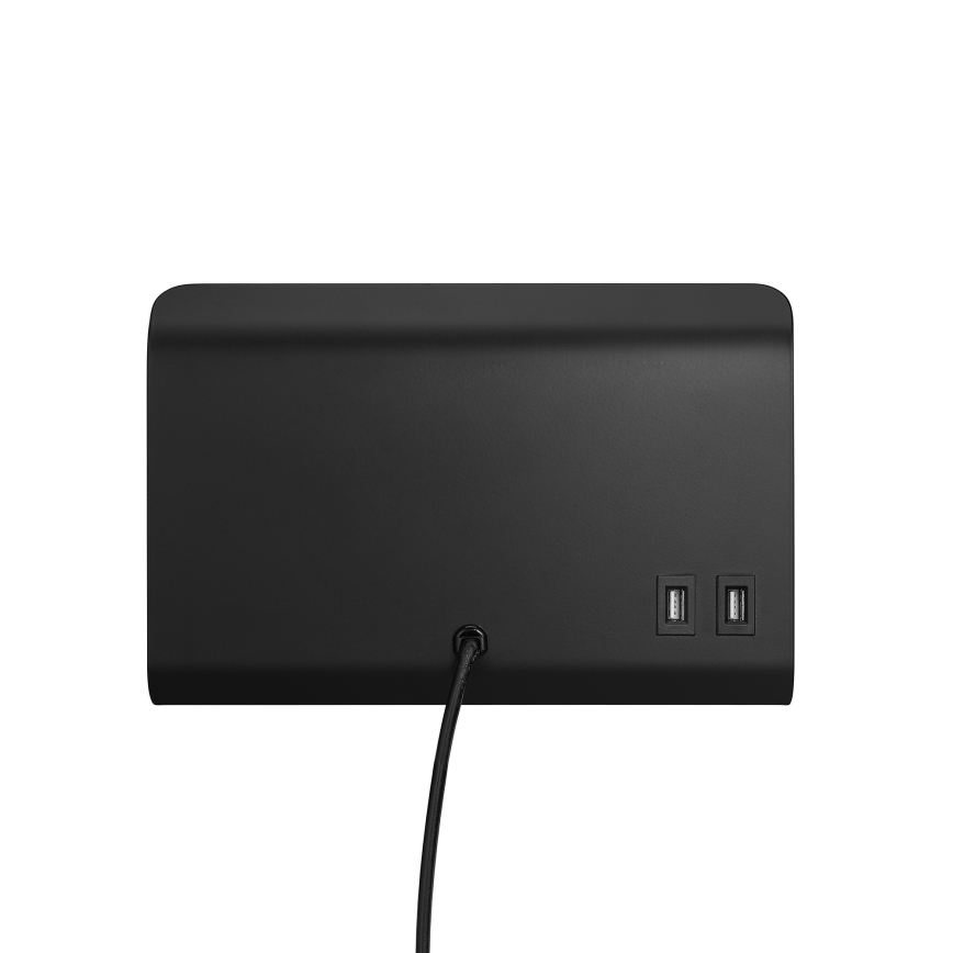 Nordlux - Vægspot med hylde og USB ROOMI 1xGU10/8W/230V sort