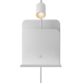 Nordlux - Væglampe med spotlight, hylde og USB ROOMI 1xGU10/8W/230V hvid