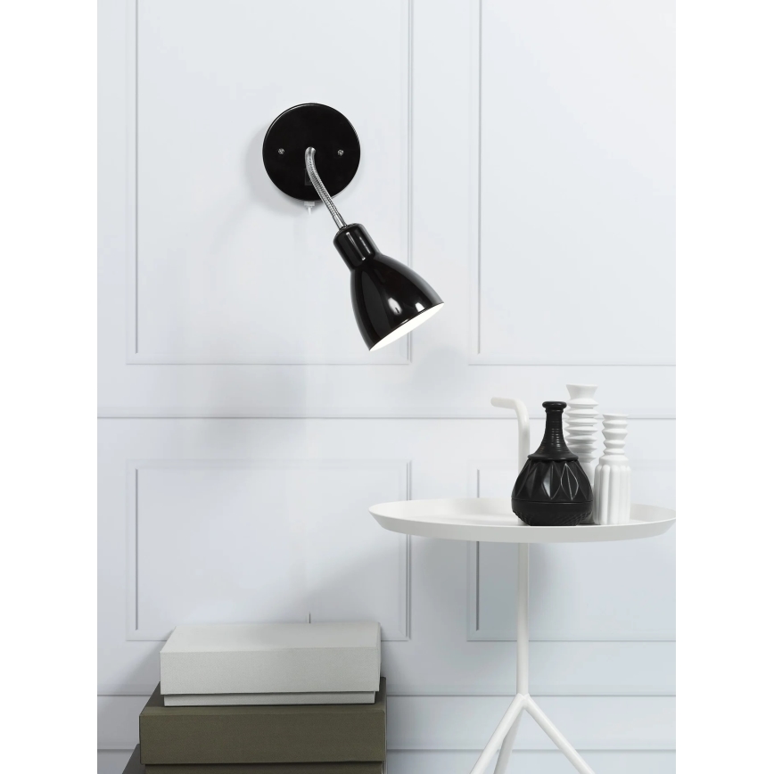 Nordlux - Vægspot fleksibel CYCLONE 1xE14/15W/230V sort