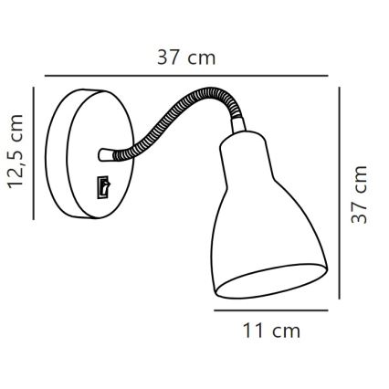 Nordlux - Vægspot fleksibel CYCLONE 1xE14/15W/230V sort