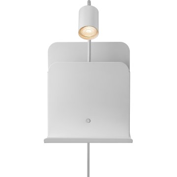 Nordlux - Vægspot med en hylde og USB ROOMI 1xGU10/8W/230V hvid